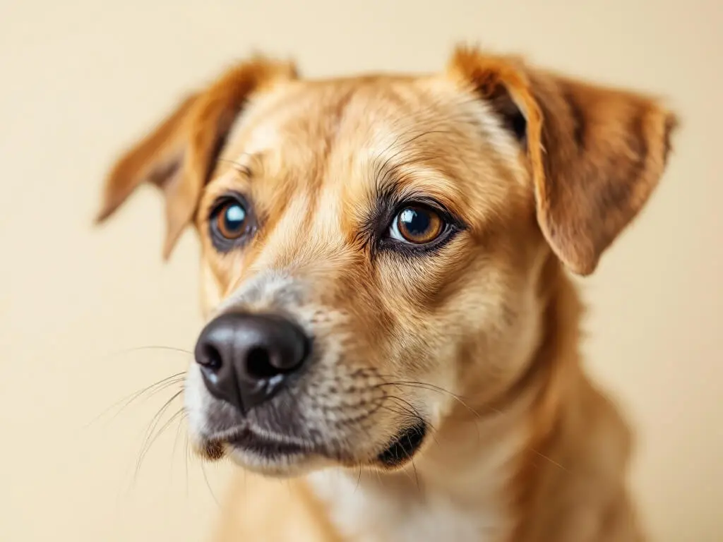 A dog giving a dramatic side eye, looking sideways with a mix of suspicion, curiosity, or playful sass.