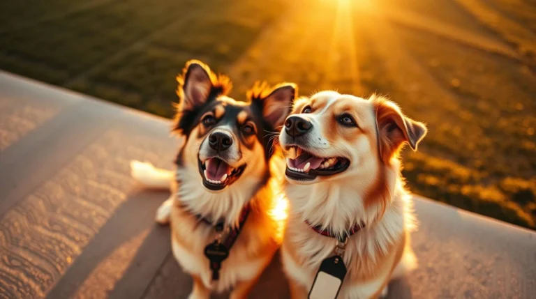 A happy dog sitting with a name tag, surrounded by creative name ideas like "Luna," "Zephyr," and "Apollo," symbolizing unique, trendy, and meaningful dog names.