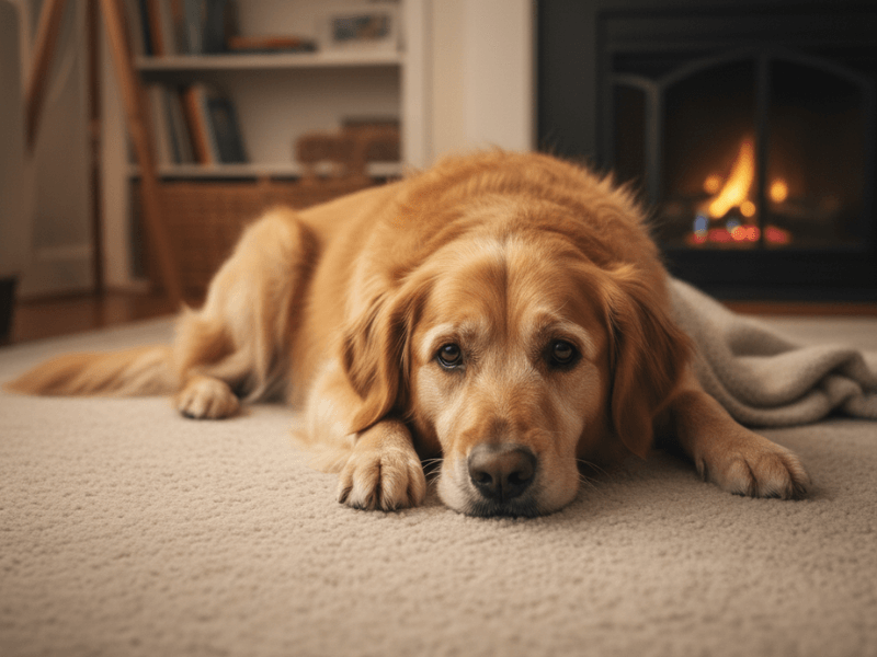 How does a dog act when it's sick